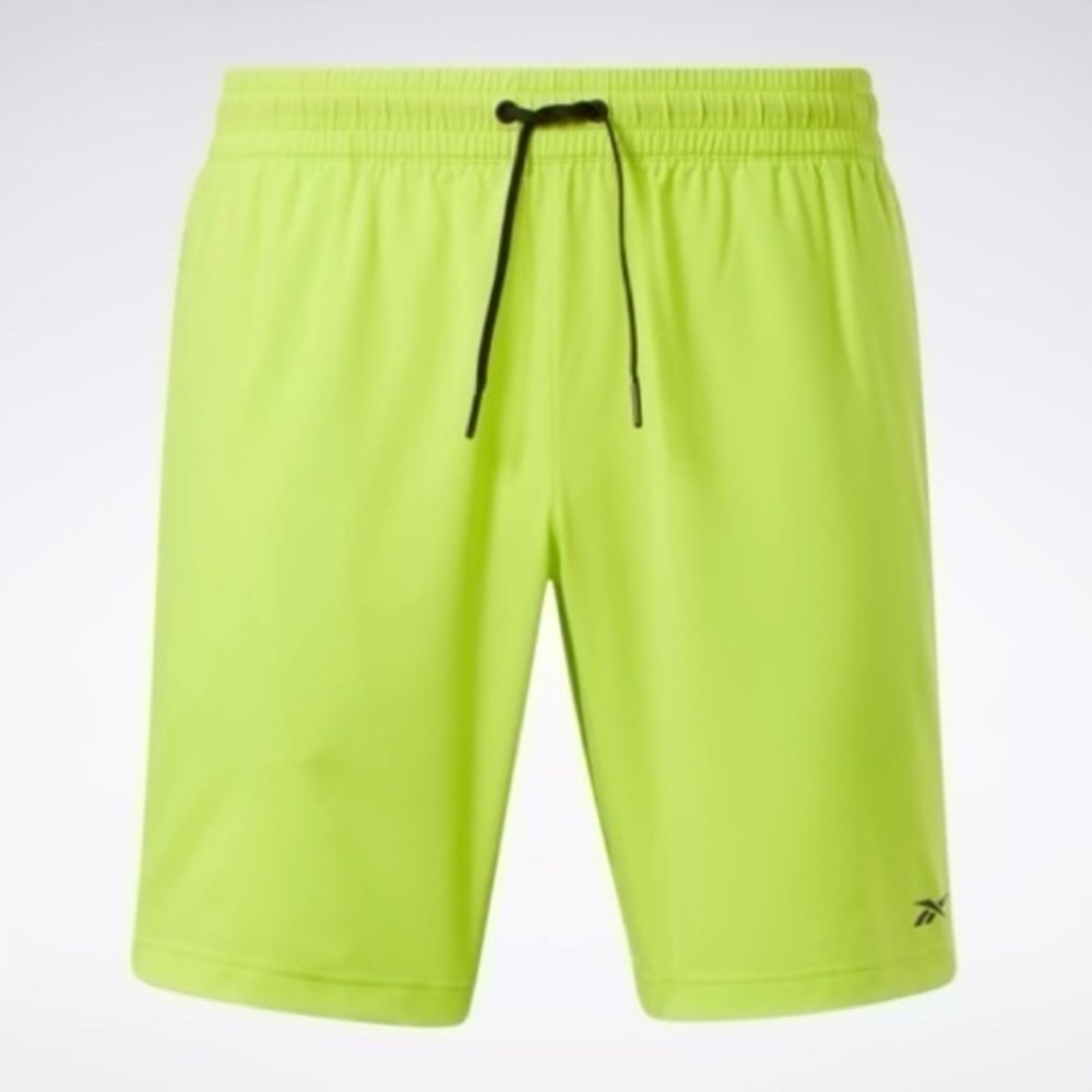 Reebok WORKOUT READY WOR Woven SHORTS in Acid Yellow Size S